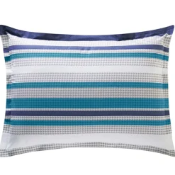 Taie d'oreiller CAP ÉTÉ bleu à motifs géométriques