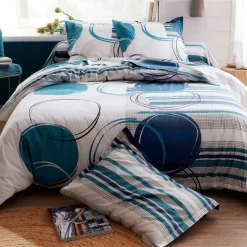 Taie d'oreiller CAP ÉTÉ bleu à motifs géométriques