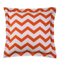 Taie d'oreiller coton CHEVRON - Orange/Blanc