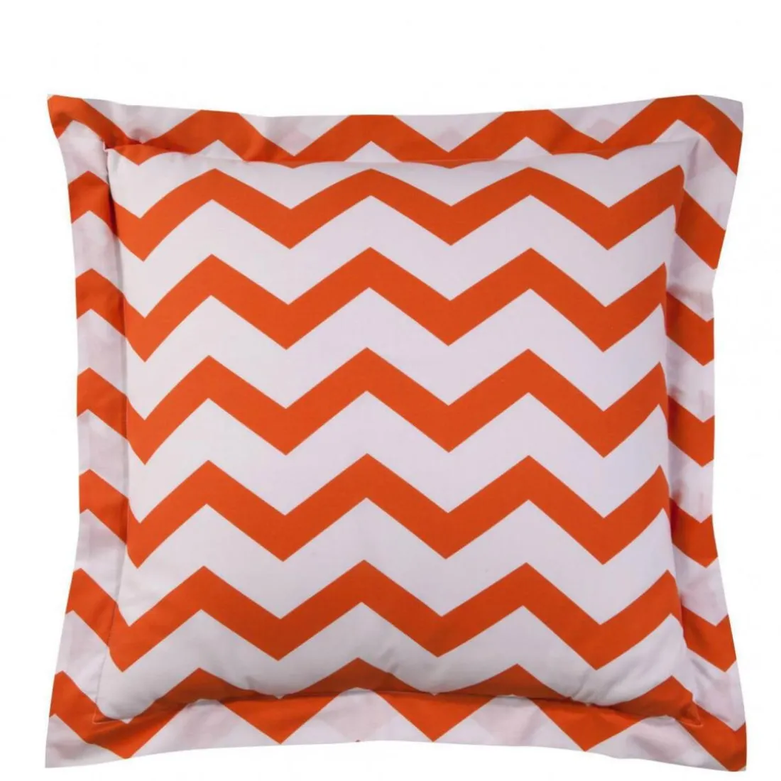 Taie d'oreiller coton CHEVRON - Orange/Blanc