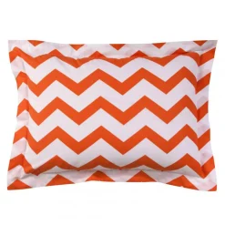 Taie d'oreiller coton CHEVRON - Orange/Blanc
