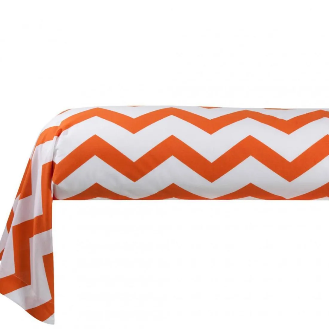 Taie d'oreiller coton CHEVRON - Orange/Blanc