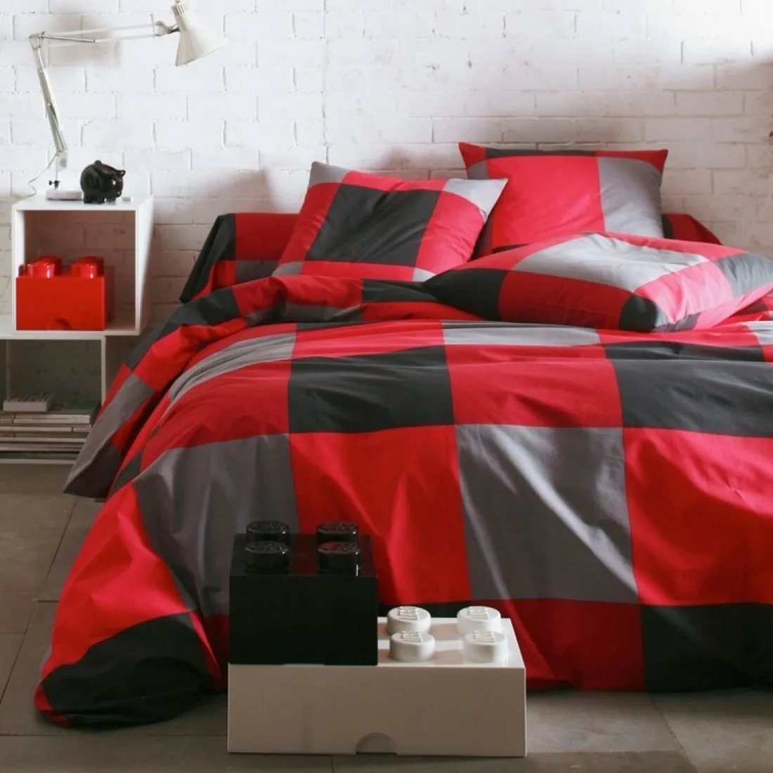 Taie d'oreiller coton KUBIKAL - Rouge
