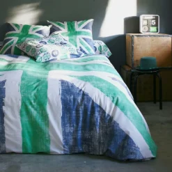Taie d'oreiller coton OLD FLAG - Vert