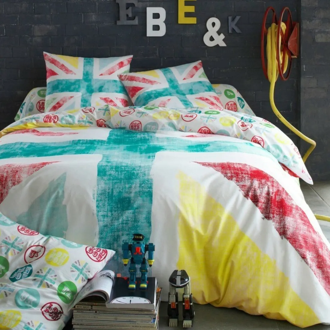 Taie d'oreiller coton OLD FLAG - Multicolore