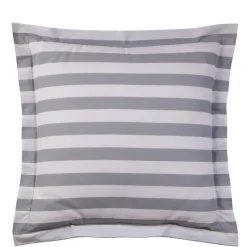 Taie d'oreiller coton PASTEL LINE - Gris/Blanc