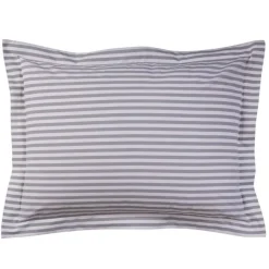 Taie d'oreiller coton PASTEL LINE - Gris/Blanc