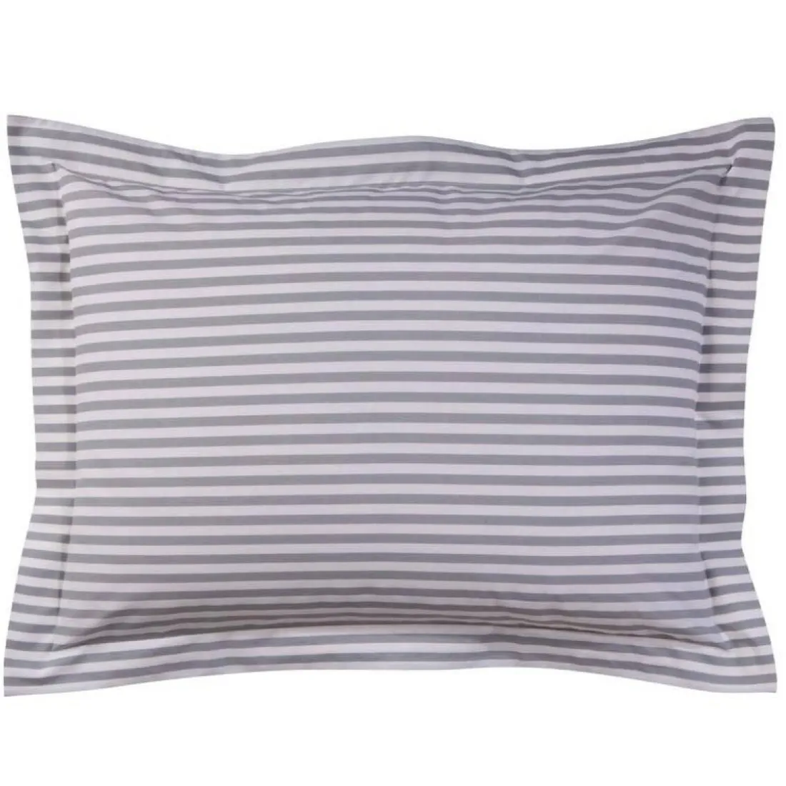 Taie d'oreiller coton PASTEL LINE - Gris/Blanc
