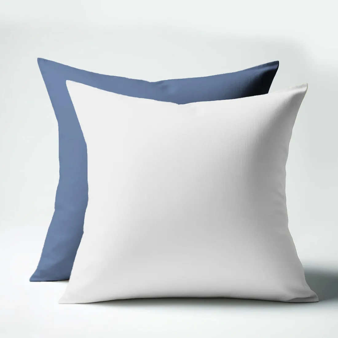 Taie d'oreiller Coton TERTIO® - Blanc/Bleu indigo