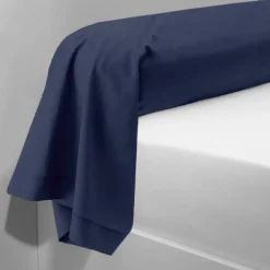 Taie d'oreiller Coton TERTIO® - Blanc/Bleu indigo