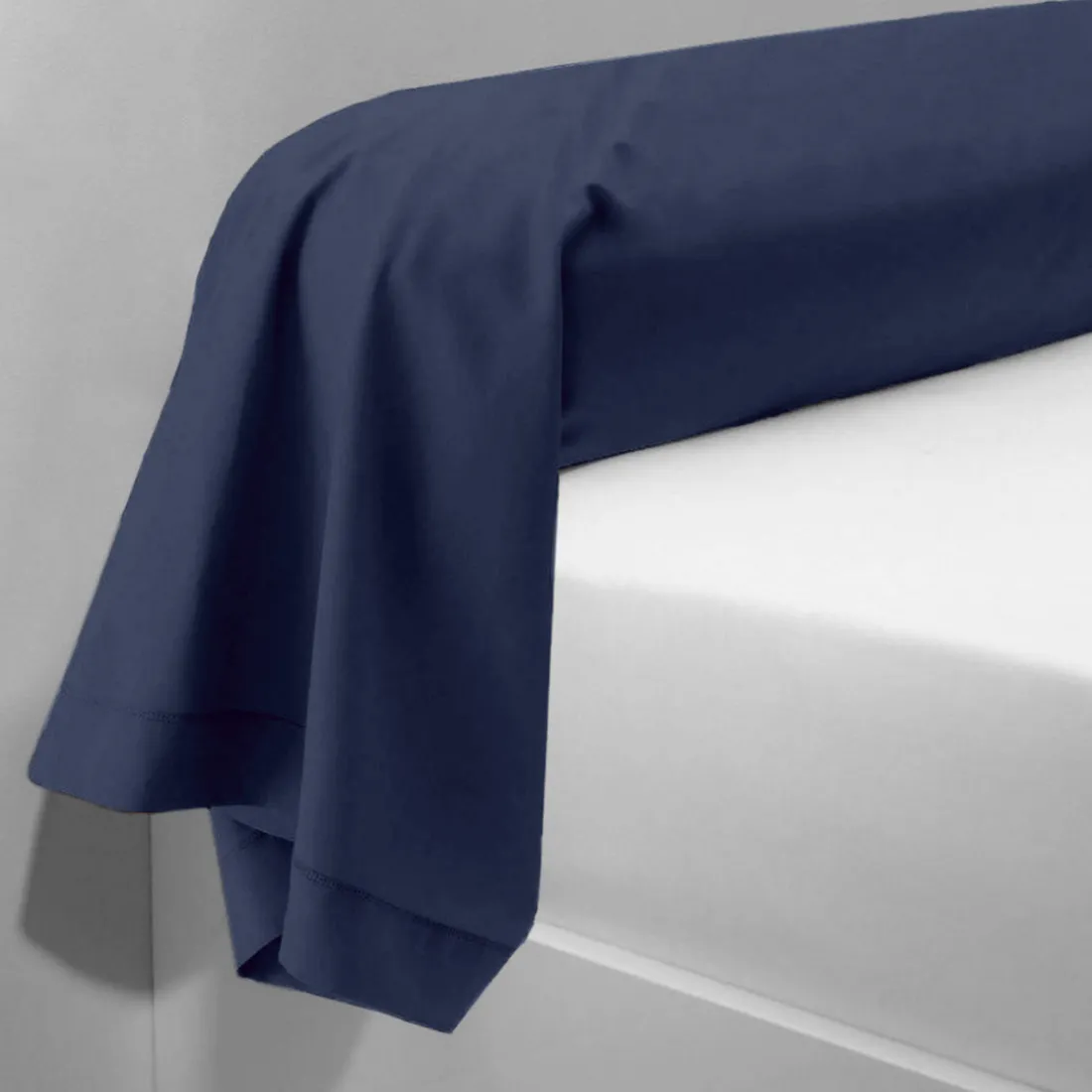 Taie d'oreiller Coton TERTIO® - Blanc/Bleu indigo
