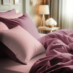 Taie d'oreiller Coton TERTIO® - Vieux rose/Rose blush