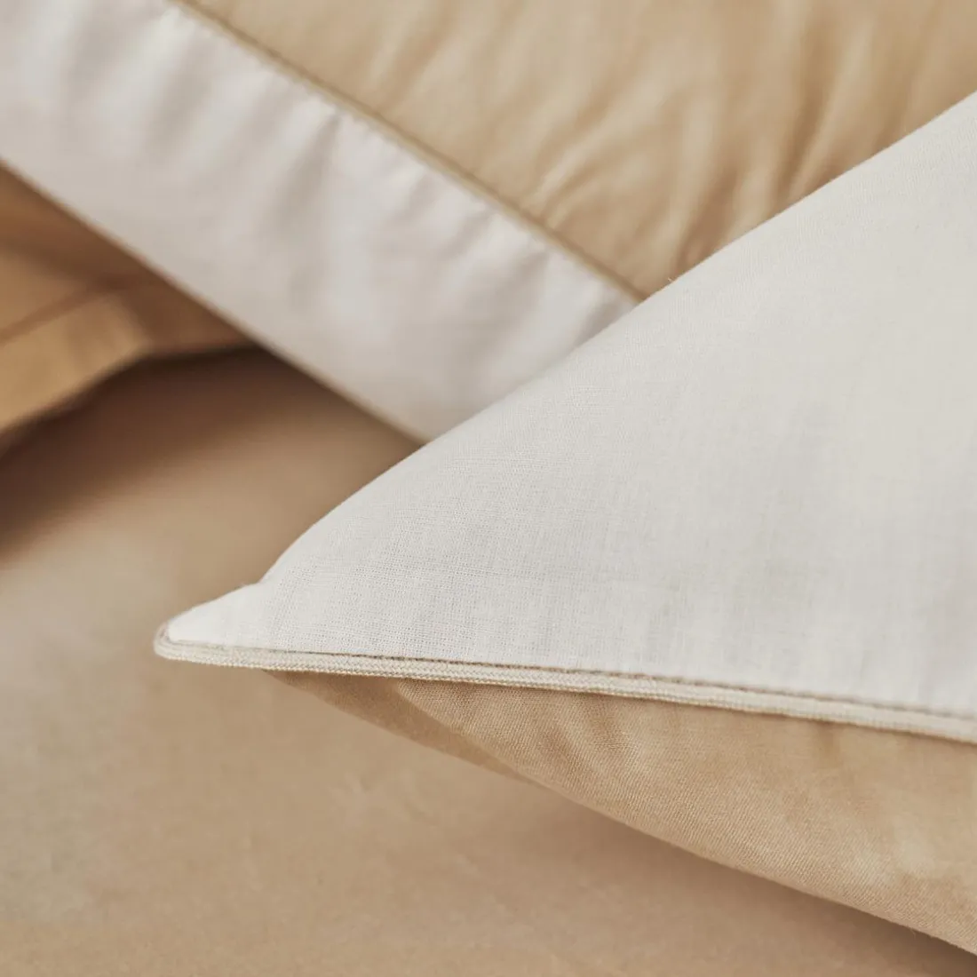 Taie d'oreiller en coton bicolore, Bons Jours, Sable/Crème, Essix