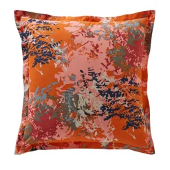 Taie d'oreiller fleurs JULLIETTE orange en coton