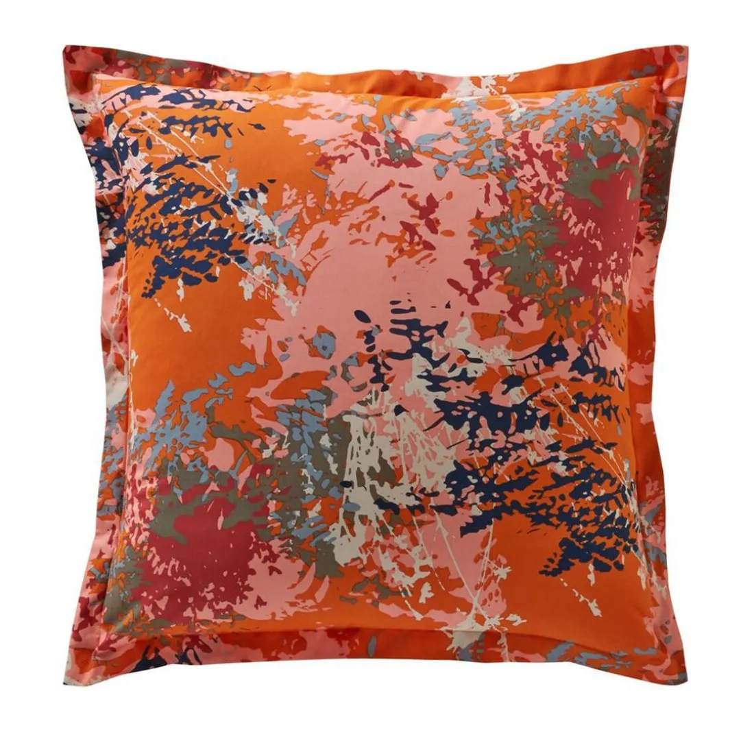 Taie d'oreiller fleurs JULLIETTE orange en coton