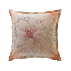 Taie d'oreiller fleurs JULLIETTE orange en coton
