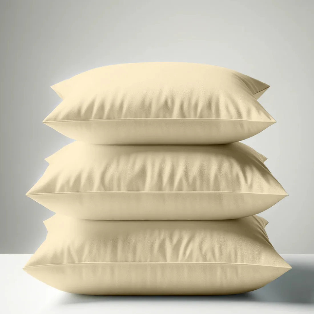 Taie d'oreiller ou de traversin en percale de coton TERTIO® - Beige Ficelle