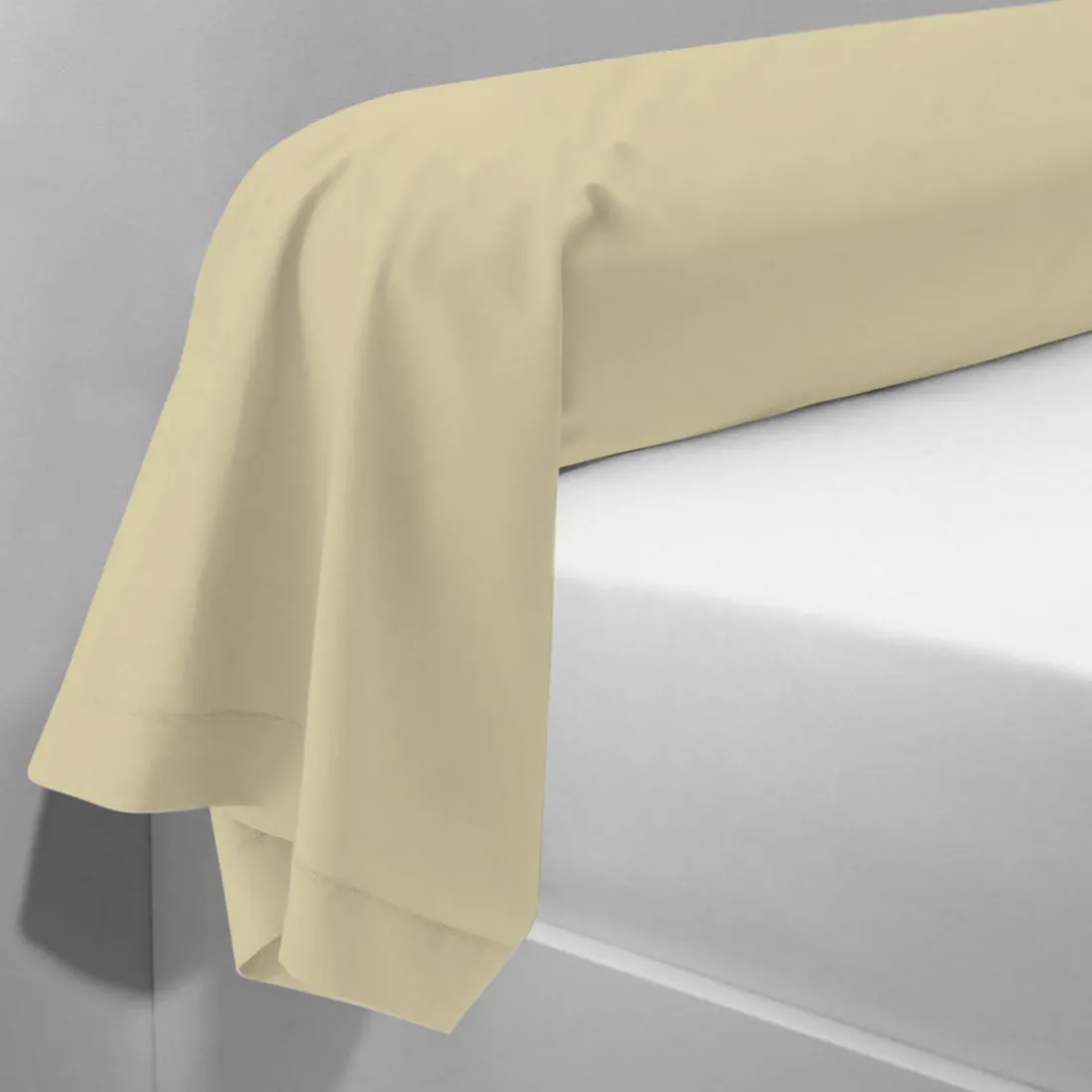 Taie d'oreiller ou de traversin en percale de coton TERTIO® - Beige Ficelle