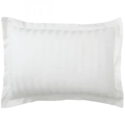 Taie d'oreiller ou de traversin satin de coton 2 faces uni / rayé TERTIO®- Blanc