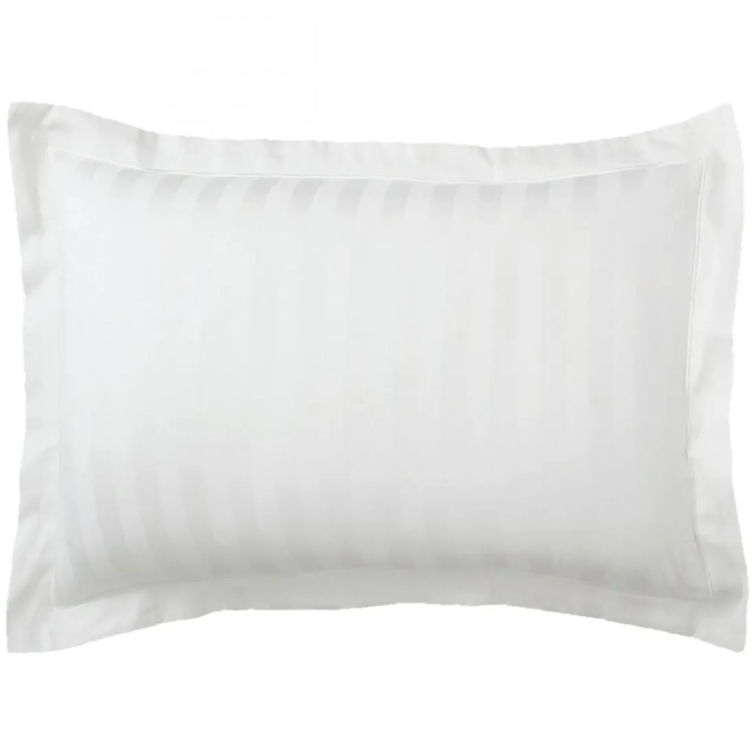 Taie d'oreiller ou de traversin satin de coton 2 faces uni / rayé TERTIO®- Blanc