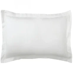 Taie d'oreiller ou de traversin satin de coton 2 faces uni / rayé TERTIO®- Blanc