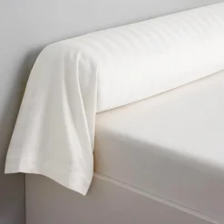 Taie d'oreiller ou de traversin satin de coton 2 faces uni / rayé TERTIO®- Blanc
