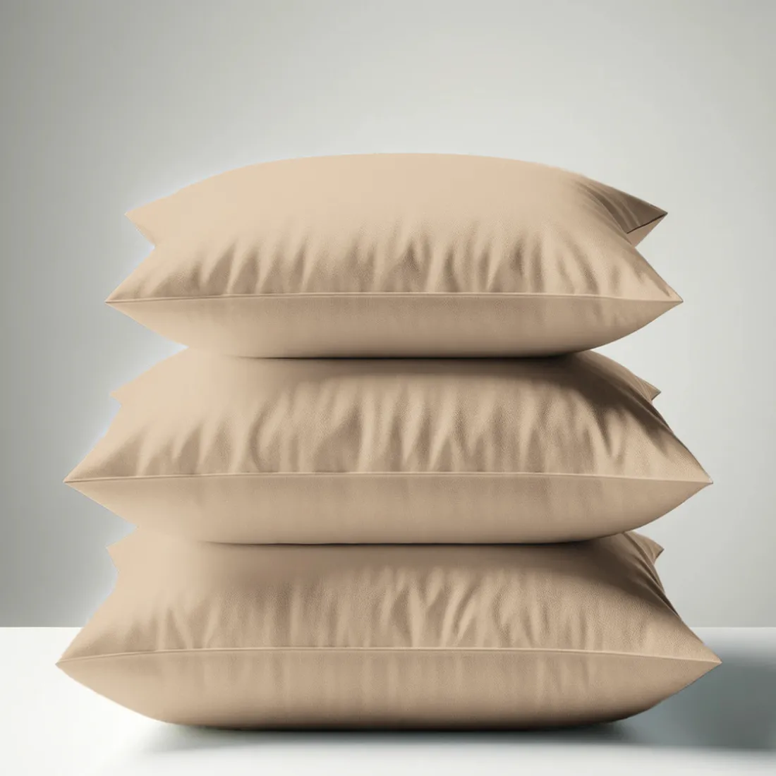 Taie d'oreiller ou de traversin en percale de coton TERTIO® - beige rosé