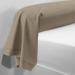 Taie d'oreiller ou de traversin en percale de coton TERTIO® - beige rosé
