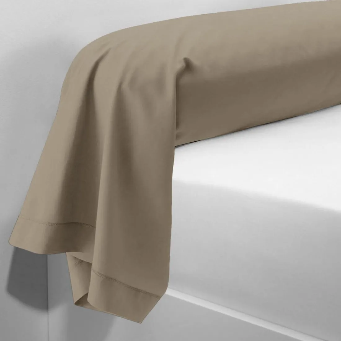 Taie d'oreiller ou de traversin en percale de coton TERTIO® - beige rosé