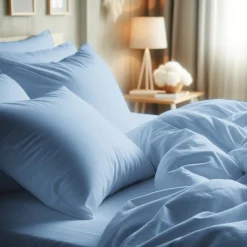 Taie d'oreiller ou de traversin en percale de coton TERTIO® - Bleu ciel