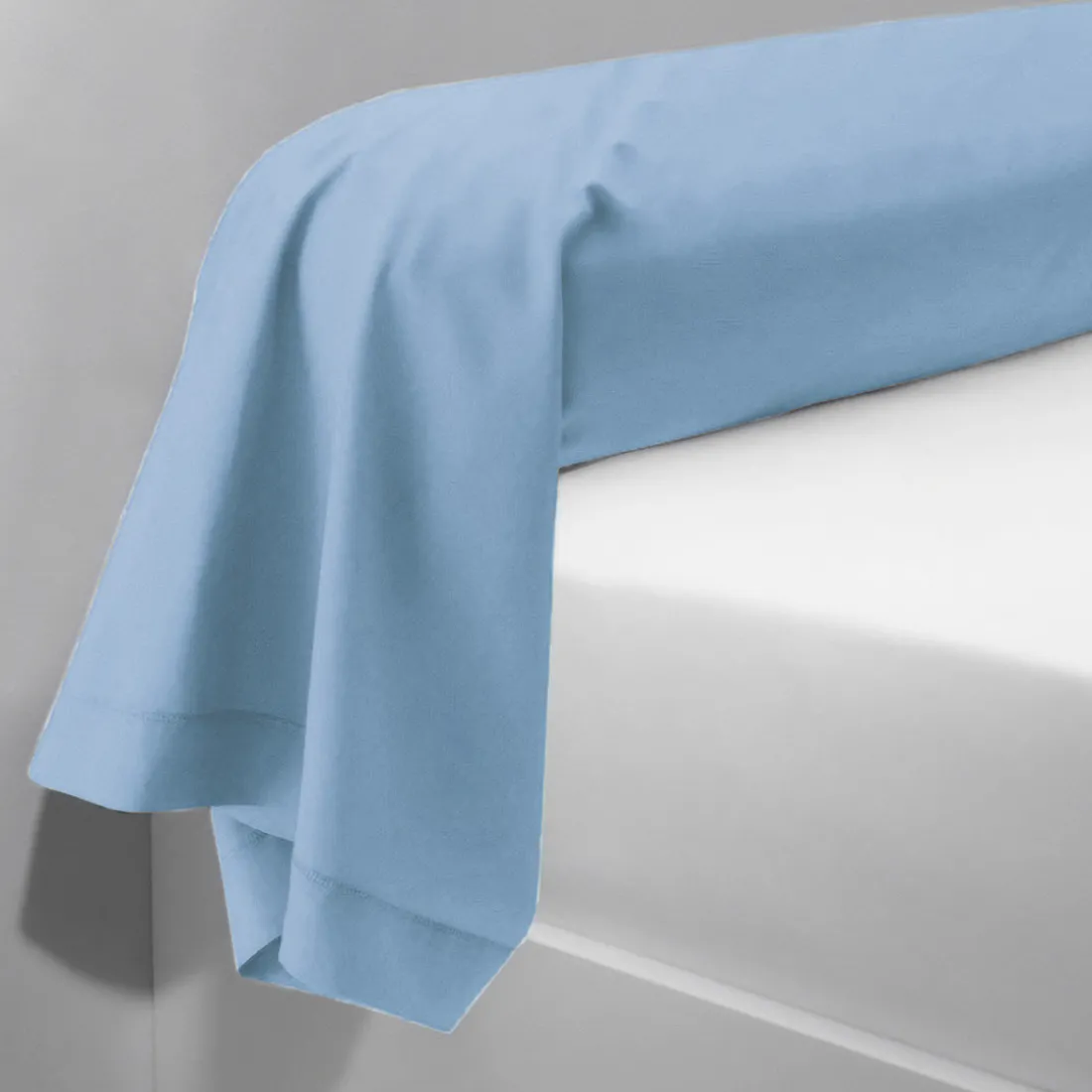 Taie d'oreiller ou de traversin en percale de coton TERTIO® - Bleu ciel