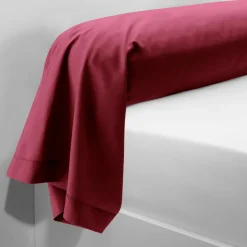 Taie d'oreiller ou de traversin en percale de coton TERTIO® - Bordeaux Rouge vin