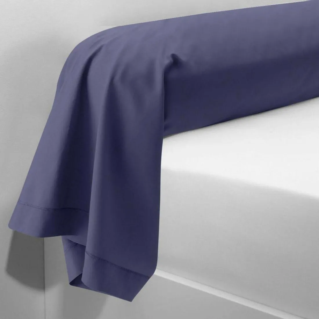 Taie d'oreiller ou de traversin en percale de coton TERTIO® - Bleu Indigo