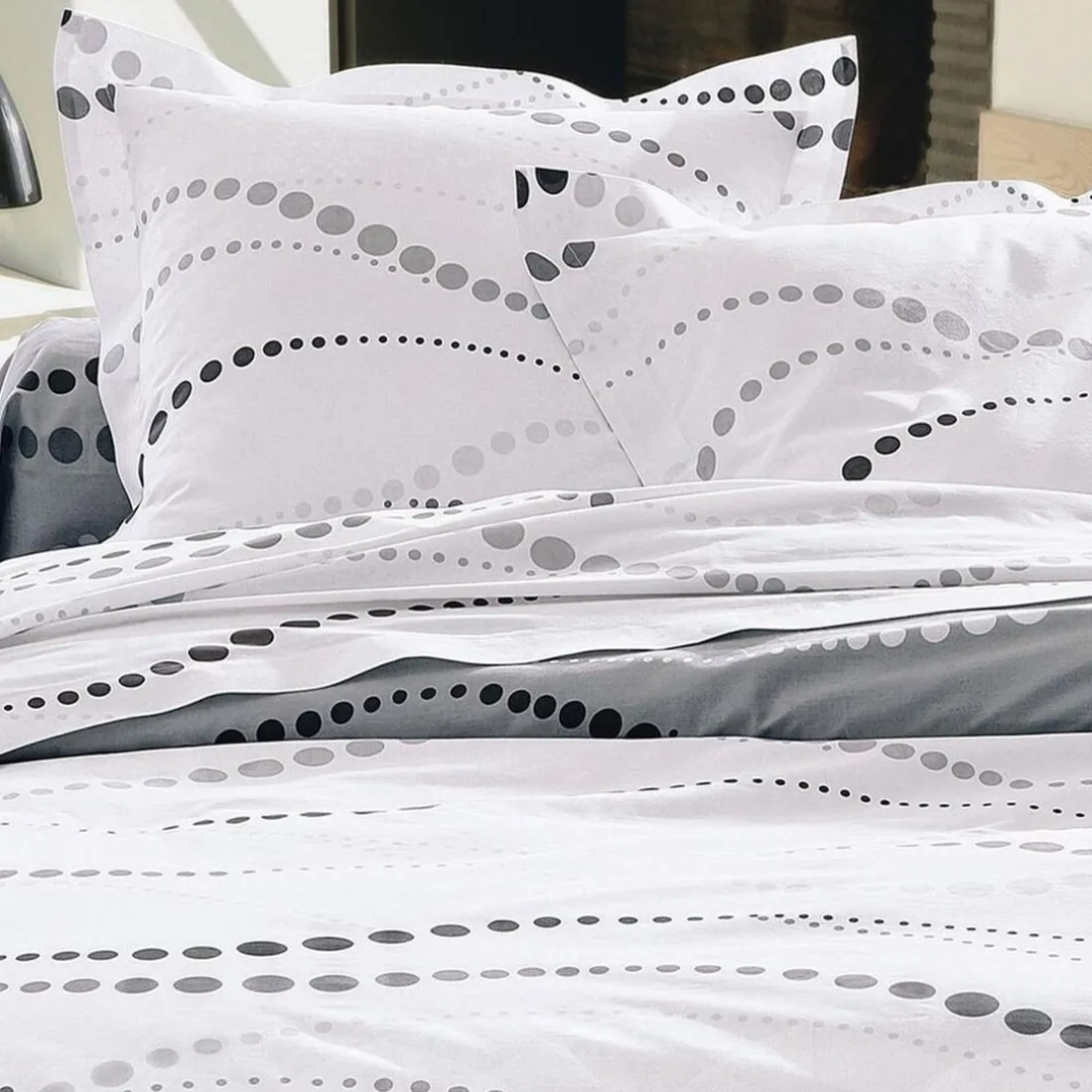 Taie d'oreiller ou de traversin motif à pois - Multicolore