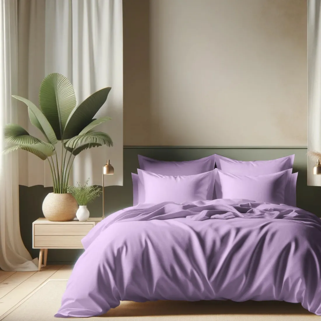 Taie d'oreiller ou taie de traversin coton TERTIO® - Lila