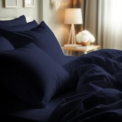 Taie d'oreiller ou Taie de traversin polycoton TERTIO® - Bleu Indigo