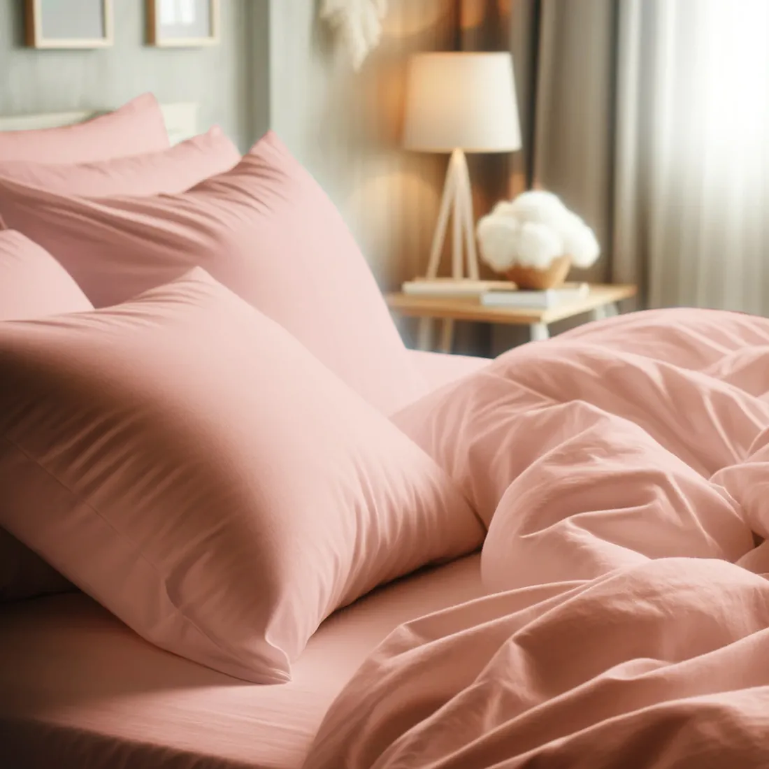Taie d'oreiller ou Taie de traversin polycoton TERTIO® - Rose Blush