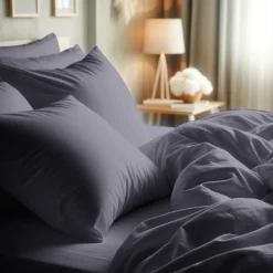 Taie d'oreiller ou taie de traversin coton TERTIO® - Gris Anthracite