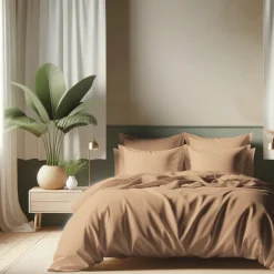 Taie d'oreiller ou taie de traversin coton TERTIO® - Beige rosé
