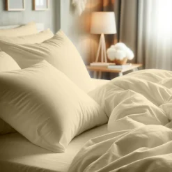 Taie d'oreiller ou taie de traversin coton TERTIO® - Beige Ficelle