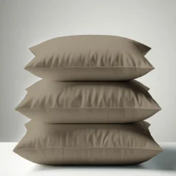 Taie d'oreiller ou taie de traversin coton TERTIO® - Taupe