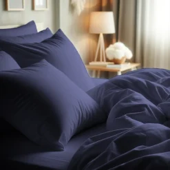 Taie d'oreiller ou taie de traversin coton TERTIO® - Bleu Indigo