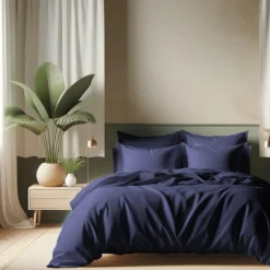 Taie d'oreiller ou taie de traversin coton TERTIO® - Bleu Indigo