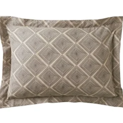 Taie d'oreiller ou traversin effet patchwork Becquet-Bleu -Gris Chiné