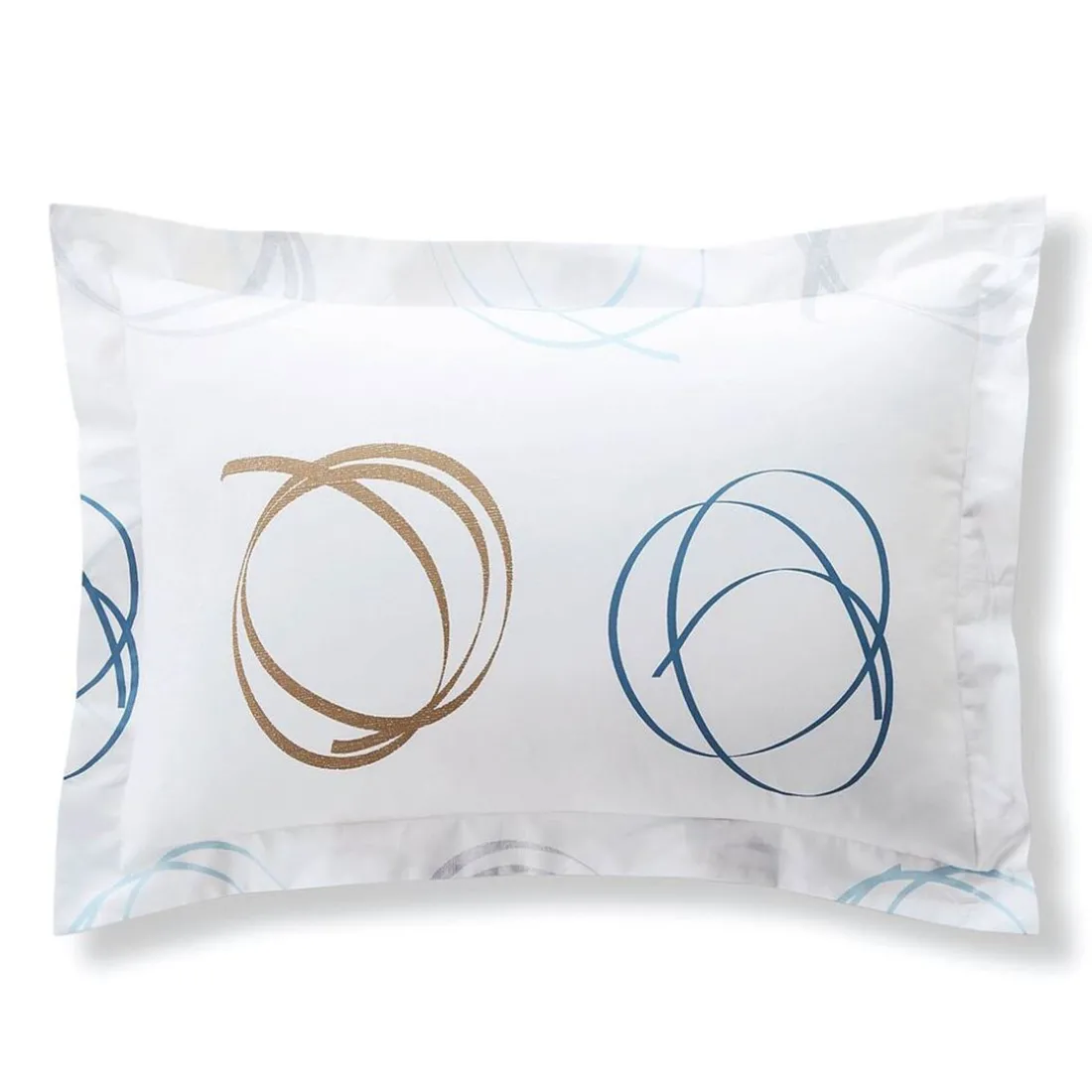 Taie d'oreiller ou traversin motif spirales - vert d'eau
