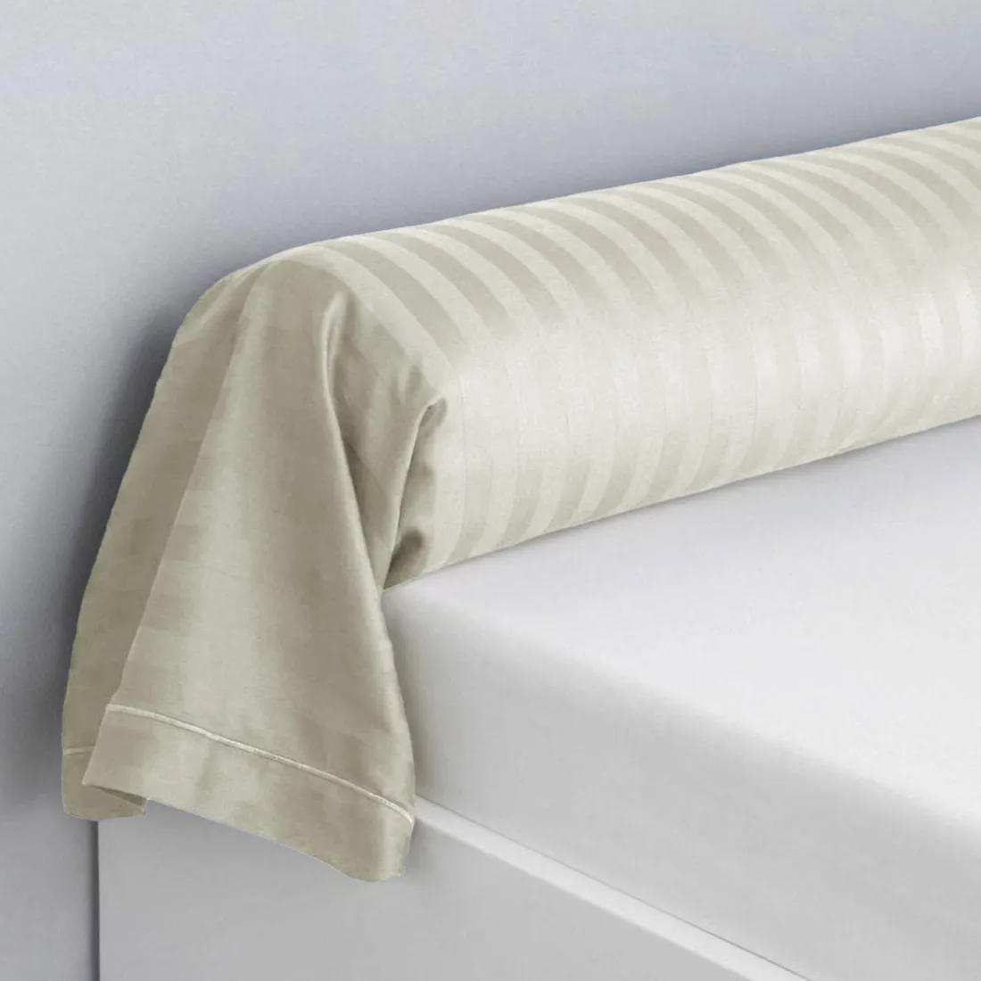 Taie d'oreiller rayé ton sur ton satin de coton TERTIO® - Ecru