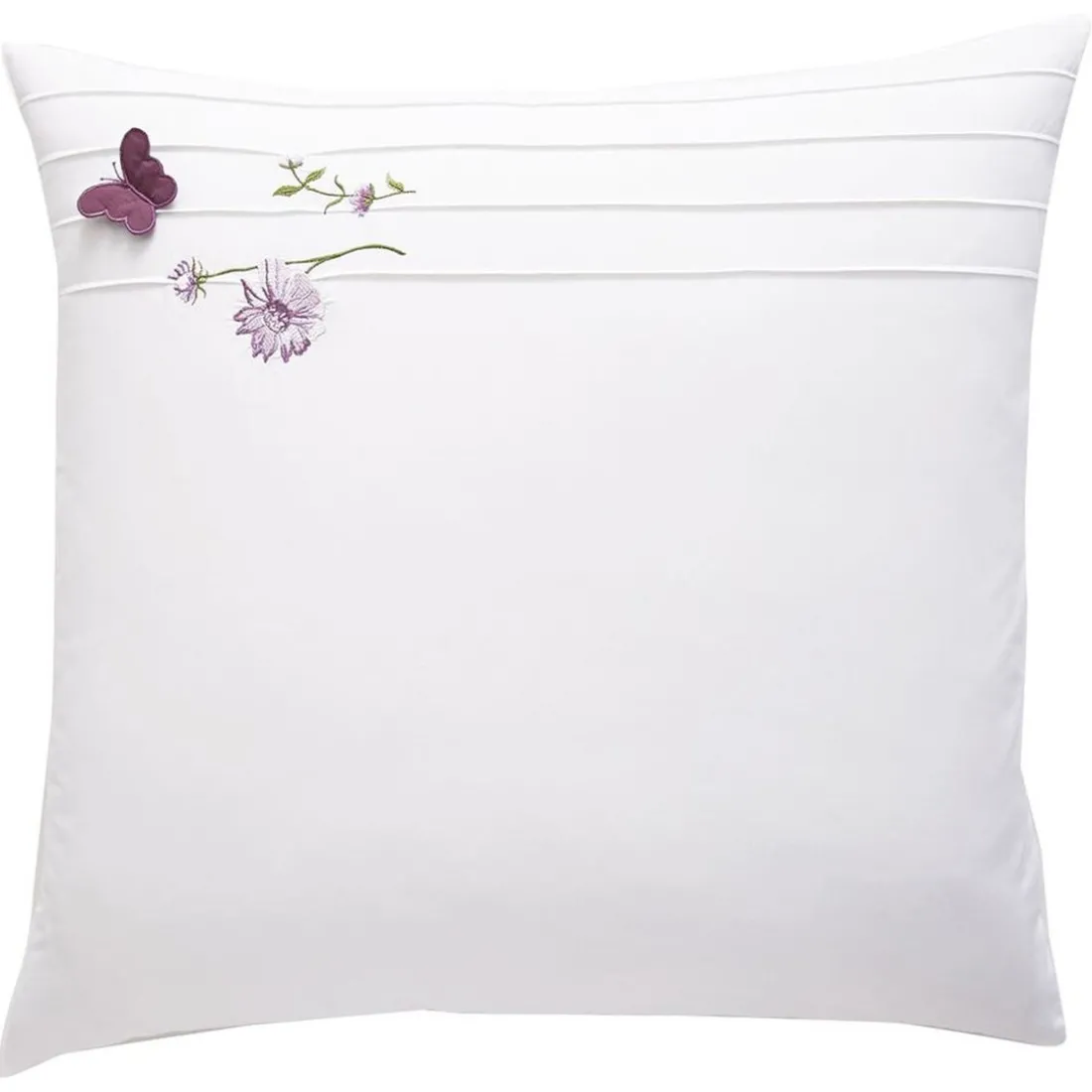 Taie d'oreiller sac brodée en coton percale DR.LORENZA - Blanc
