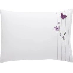 Taie d'oreiller sac brodée en coton percale DR.LORENZA - Blanc