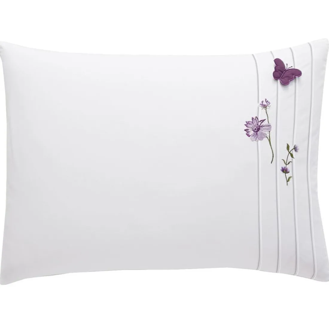 Taie d'oreiller sac brodée en coton percale DR.LORENZA - Blanc
