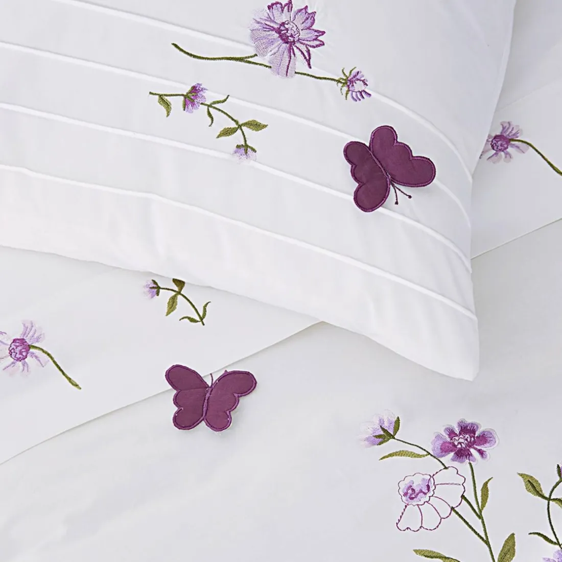 Taie d'oreiller sac brodée en coton percale DR.LORENZA - Blanc